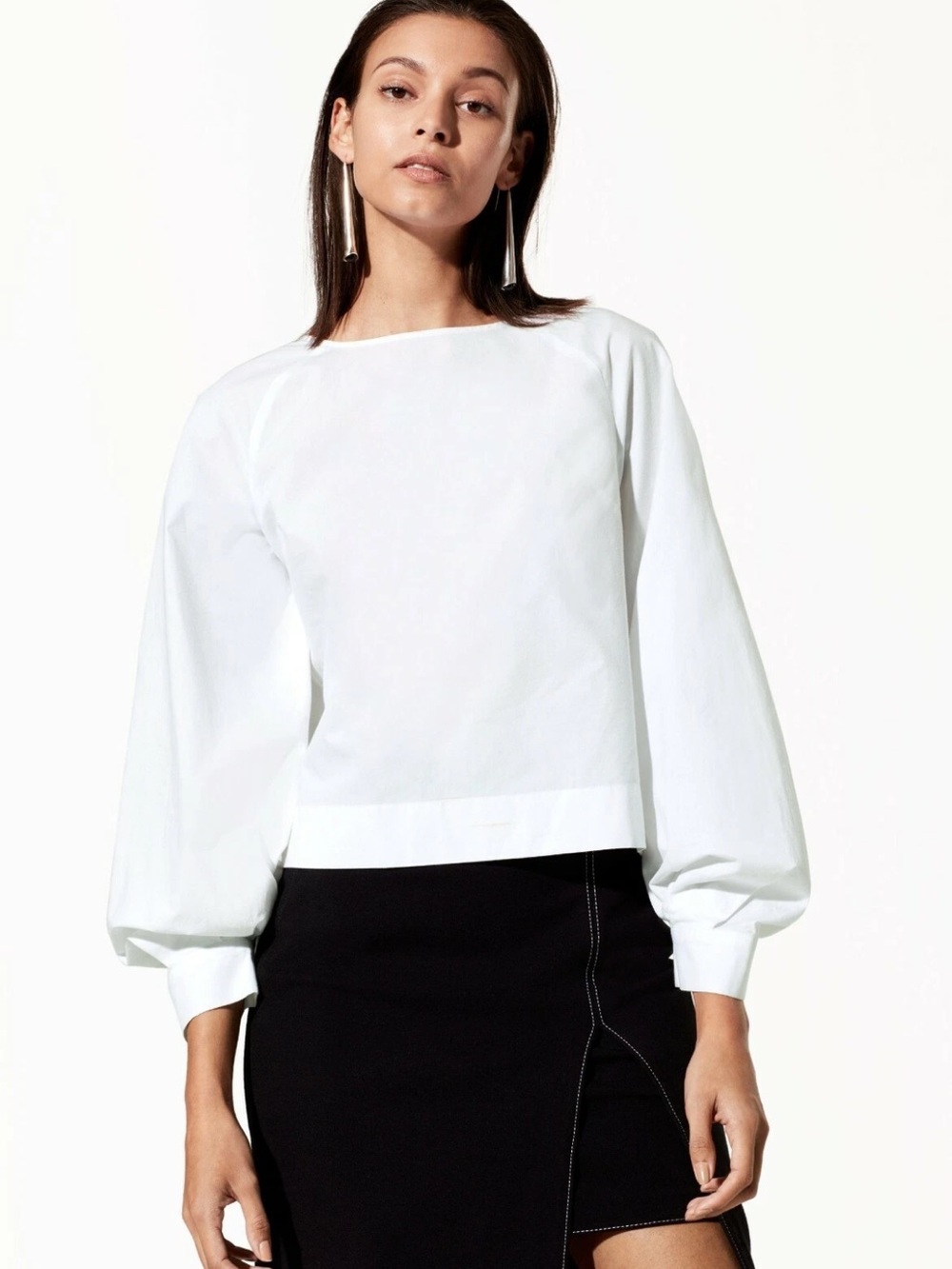 Aritzia Babaton Niki Cotton Poplin Blouse White Sz XS